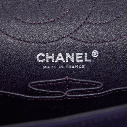 Chanel 2.55 Reissue 226 Double Flap Bag Fabric Purple Ruthenium Sliver Hardware