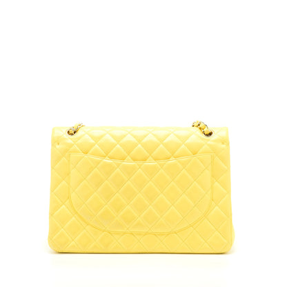 Chanel Maxi Classic Double Flap Bag Lambskin Yellow L