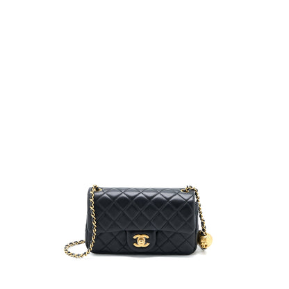 Chanel Pearl Crush Mini Rectangular Flap Bag Lambskin Black