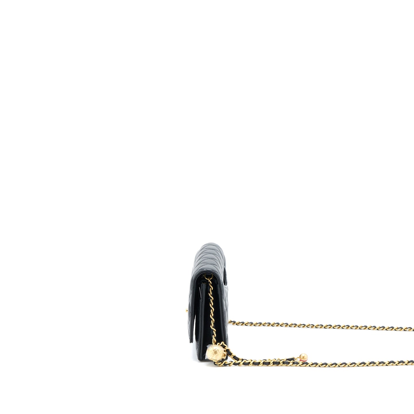 Chanel Pearl Crush Wallet On Chain Lambskin Black Brushed  (Microchip)