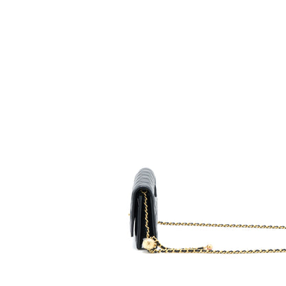 Chanel Pearl Crush Wallet On Chain Lambskin Black Brushed  (Microchip)