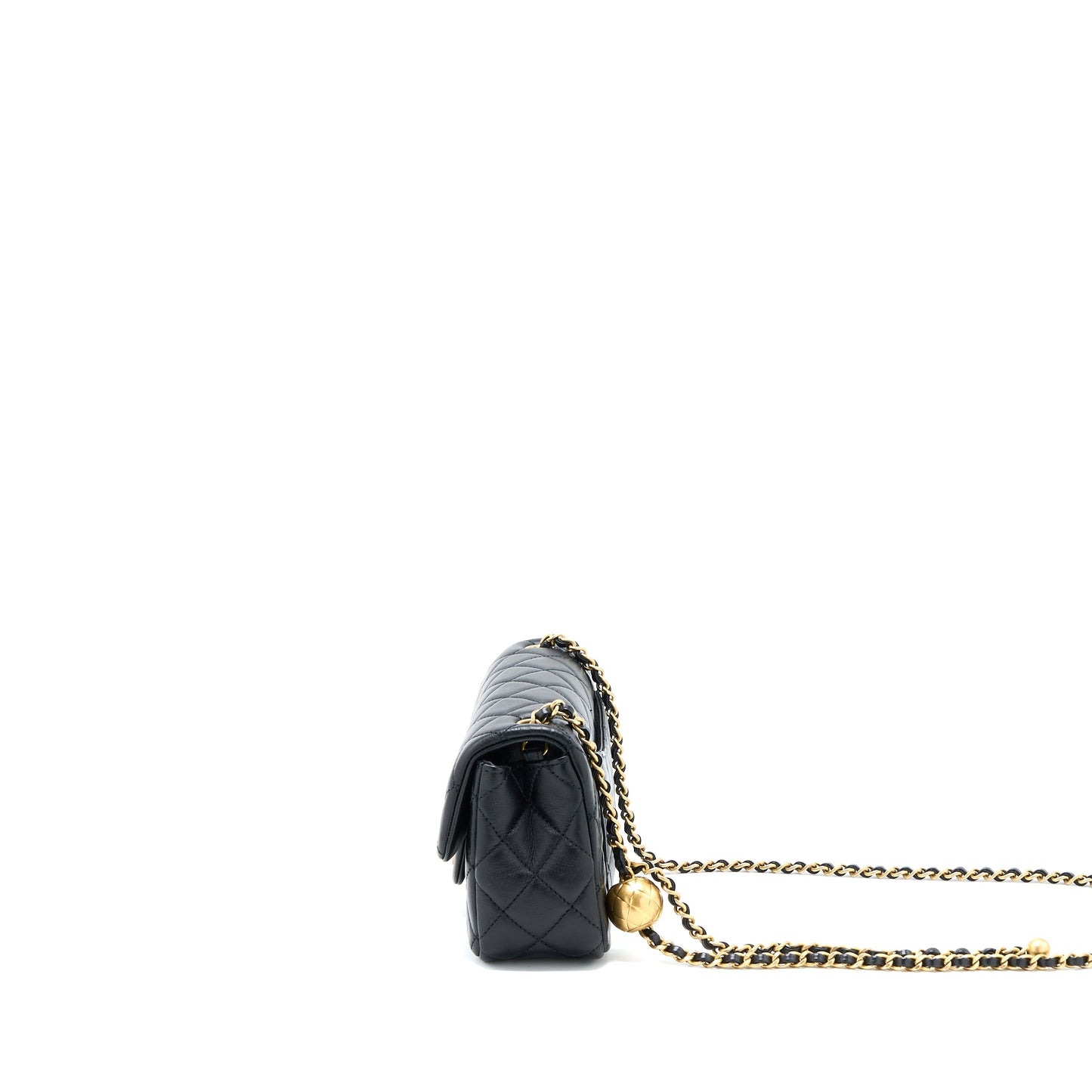 Chanel Pearl Crush Mini Rectangular Flap Bag Lambskin Black