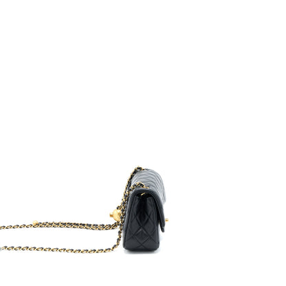 Chanel Pearl Crush Mini Rectangular Flap Bag Lambskin Black