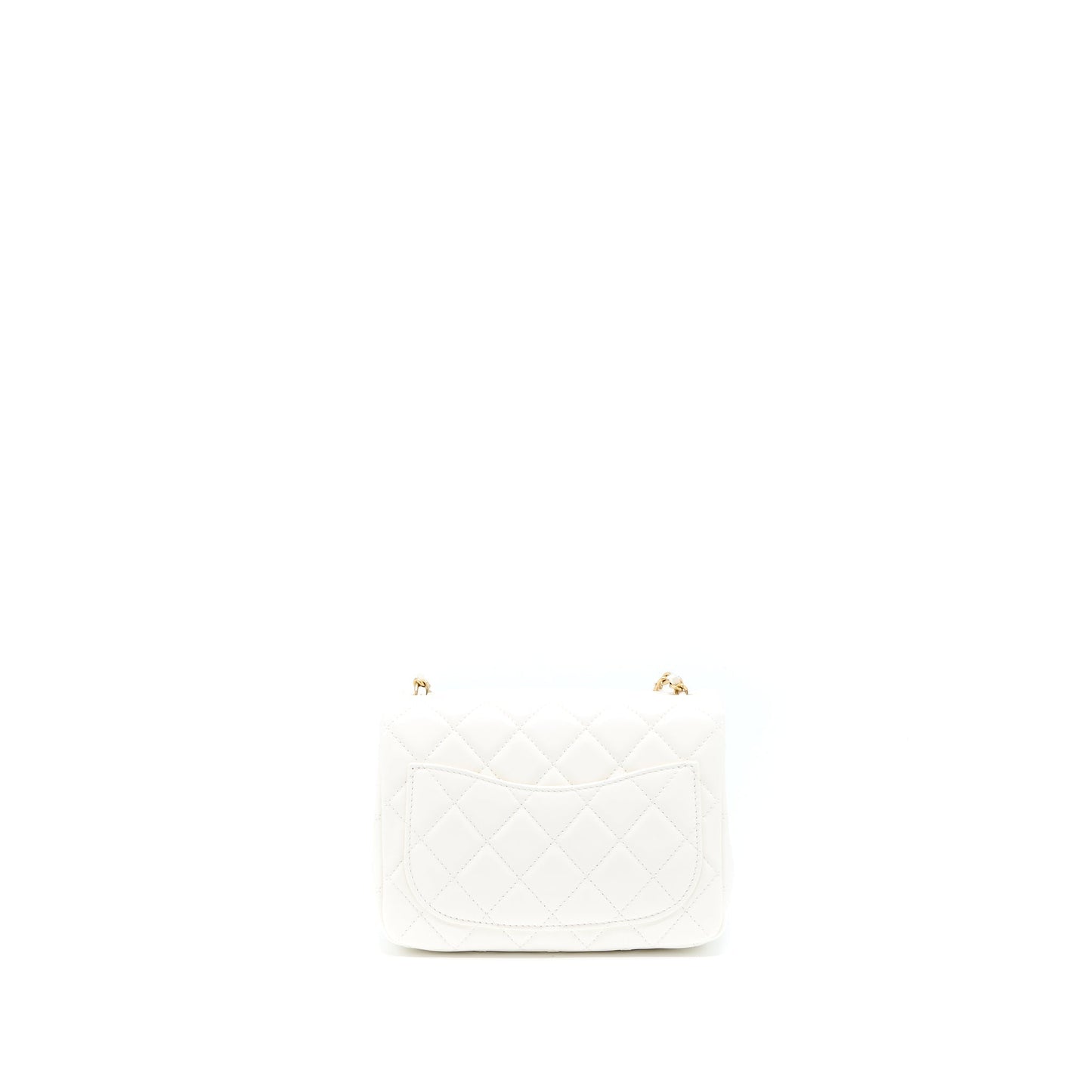 Chanel Pearl Crush Mini Square Flap Bag Lambskin White (Microchip)