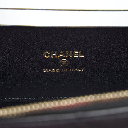 Chanel 22A Top Handle Long Vanity With Chain Lambskin Black L