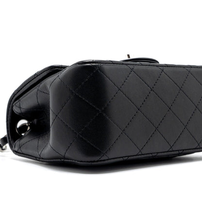 Chanel mini square flap bag lambskin black  (microchip)