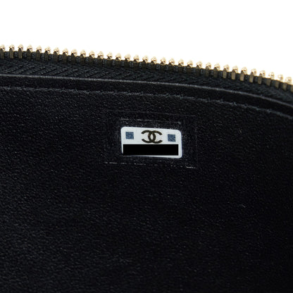 Chanel 22A Top Handle Long Vanity With Chain Lambskin Black L