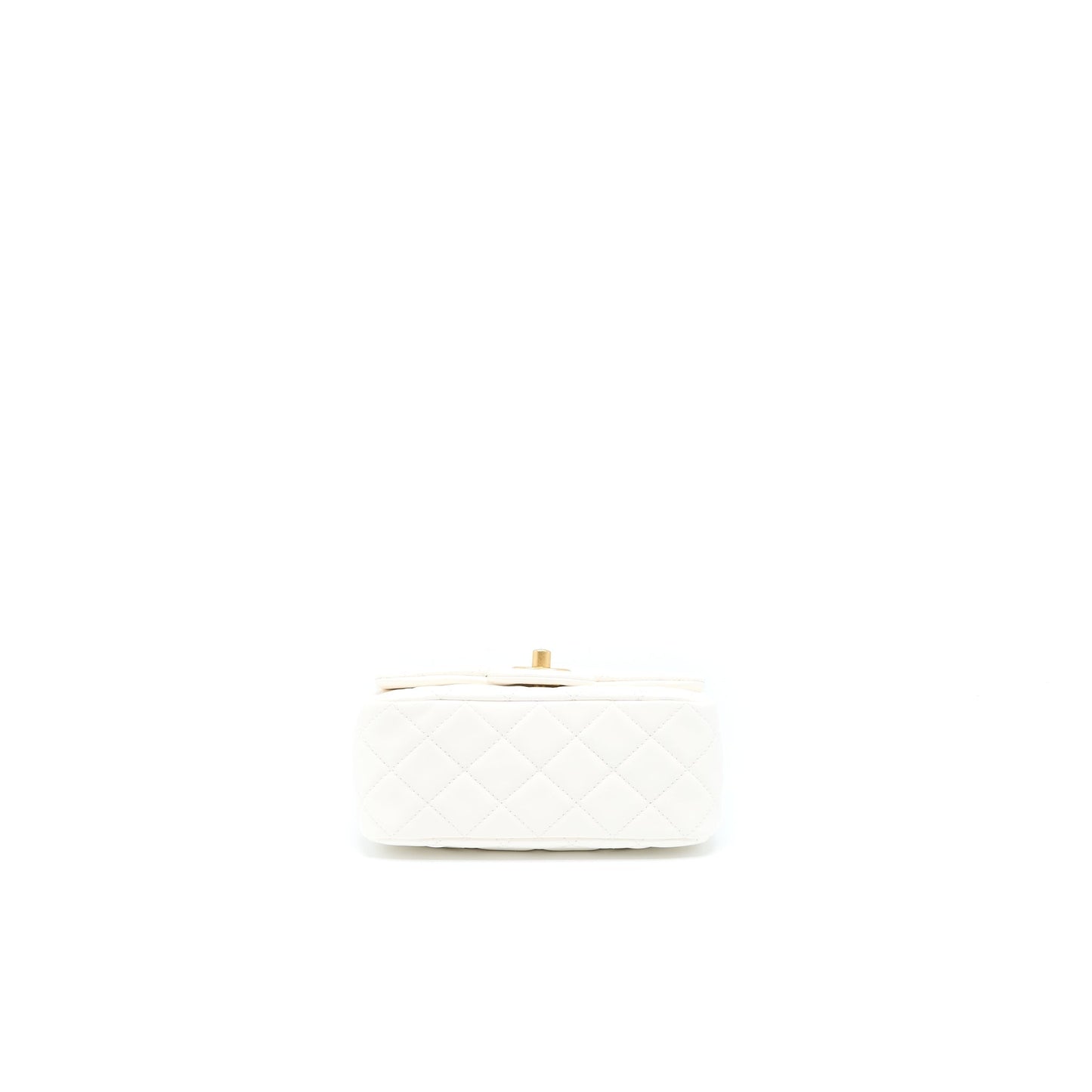 Chanel Pearl Crush Mini Square Flap Bag Lambskin White (Microchip)