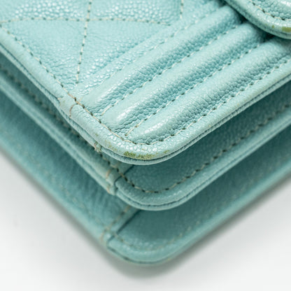 Chanel North South Boy Bag Caviar Light Blue