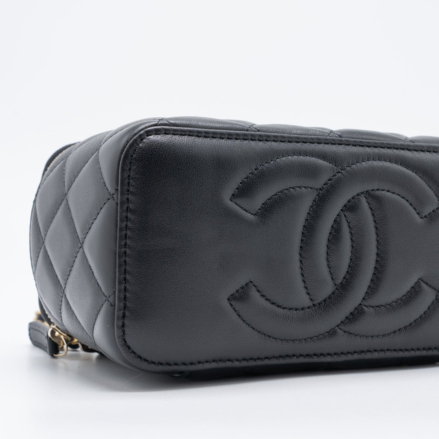Chanel 23C Pearl Crush Long Vanity Lambskin Black Brushed  (Microchip)