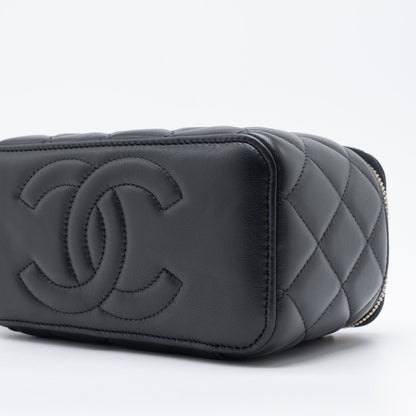 Chanel 23C Pearl Crush Long Vanity Lambskin Black Brushed  (Microchip)