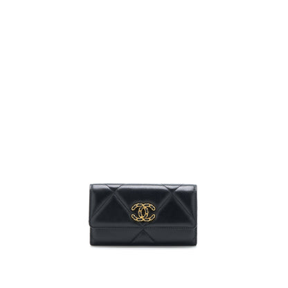 Chanel 19 Flap Wallet Lambskin Black