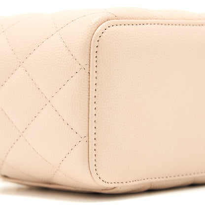 Chanel Long Vanity Case Caviar Light Beige L