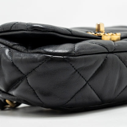 Chanel 19 Quilted Waist Belt Bag Shiny Goatskin Black