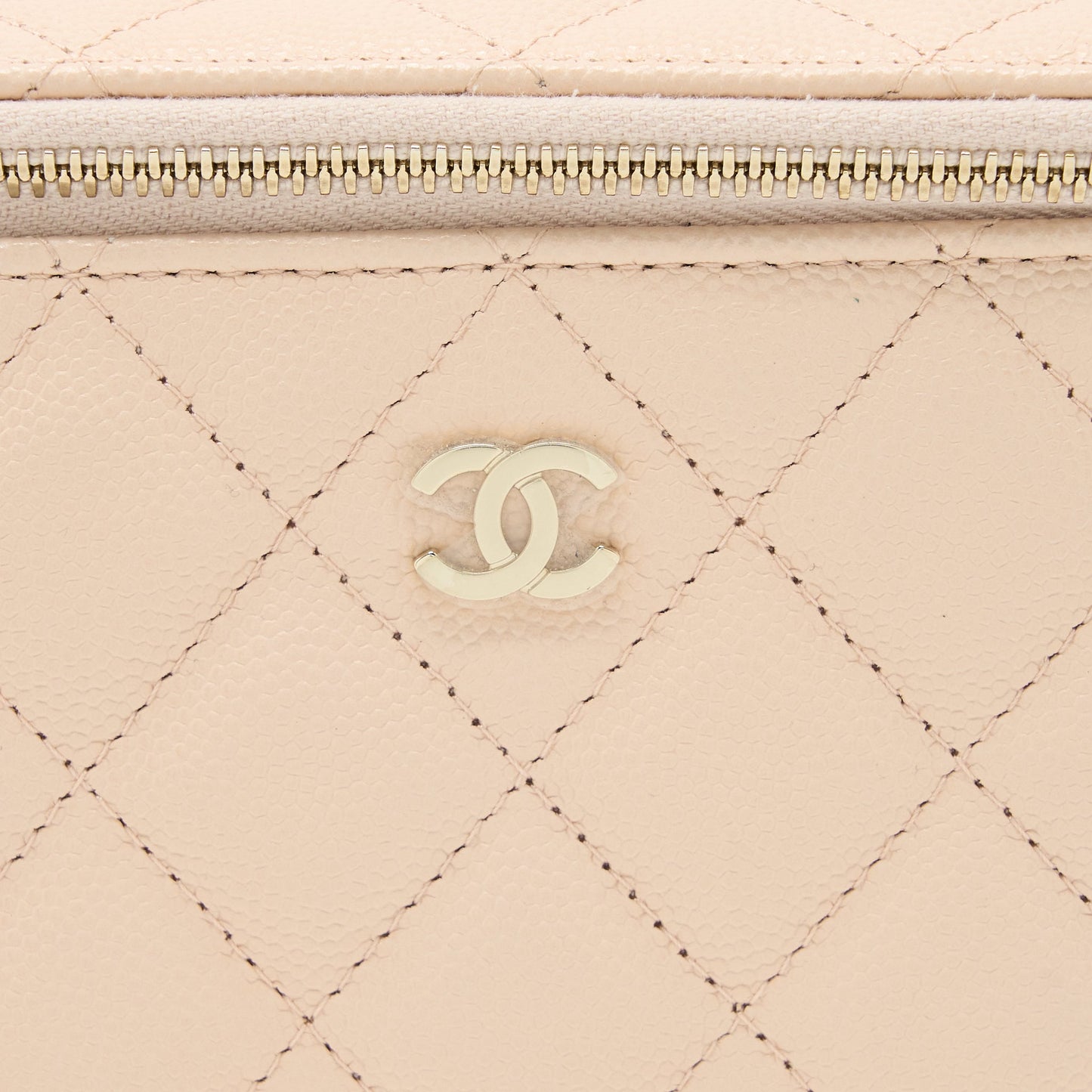 Chanel Long Vanity Case Caviar Light Beige L