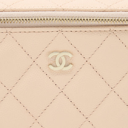 Chanel Long Vanity Case Caviar Light Beige L