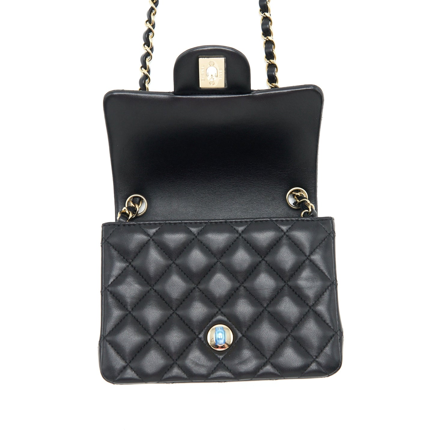 Chanel Mini Square Flap Bag Lambskin Black L