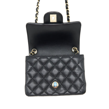 Chanel Mini Square Flap Bag Lambskin Black L