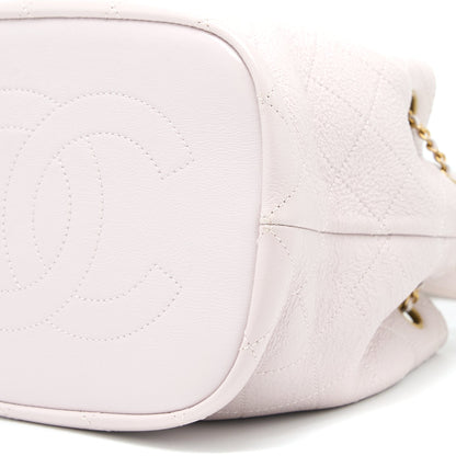 Chanel Drawstring Bucket Bag Lambskin Light Pink