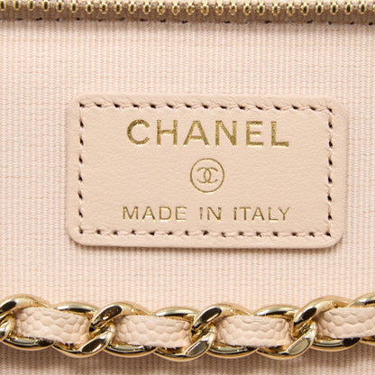 Chanel Long Vanity Case Caviar Light Beige L