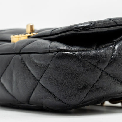Chanel 19 Quilted Waist Belt Bag Shiny Goatskin Black