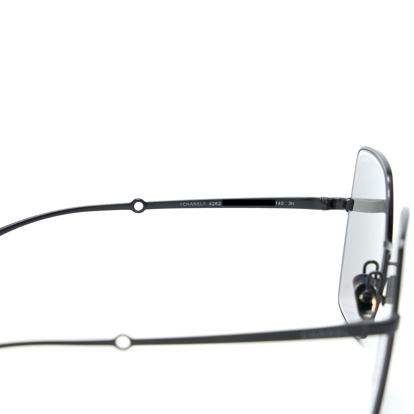 Chanel 4262 Butterfly Sunglasses Pearl Chain Black Black Hardware