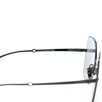Chanel 4262 Butterfly Sunglasses Pearl Chain Black Black Hardware
