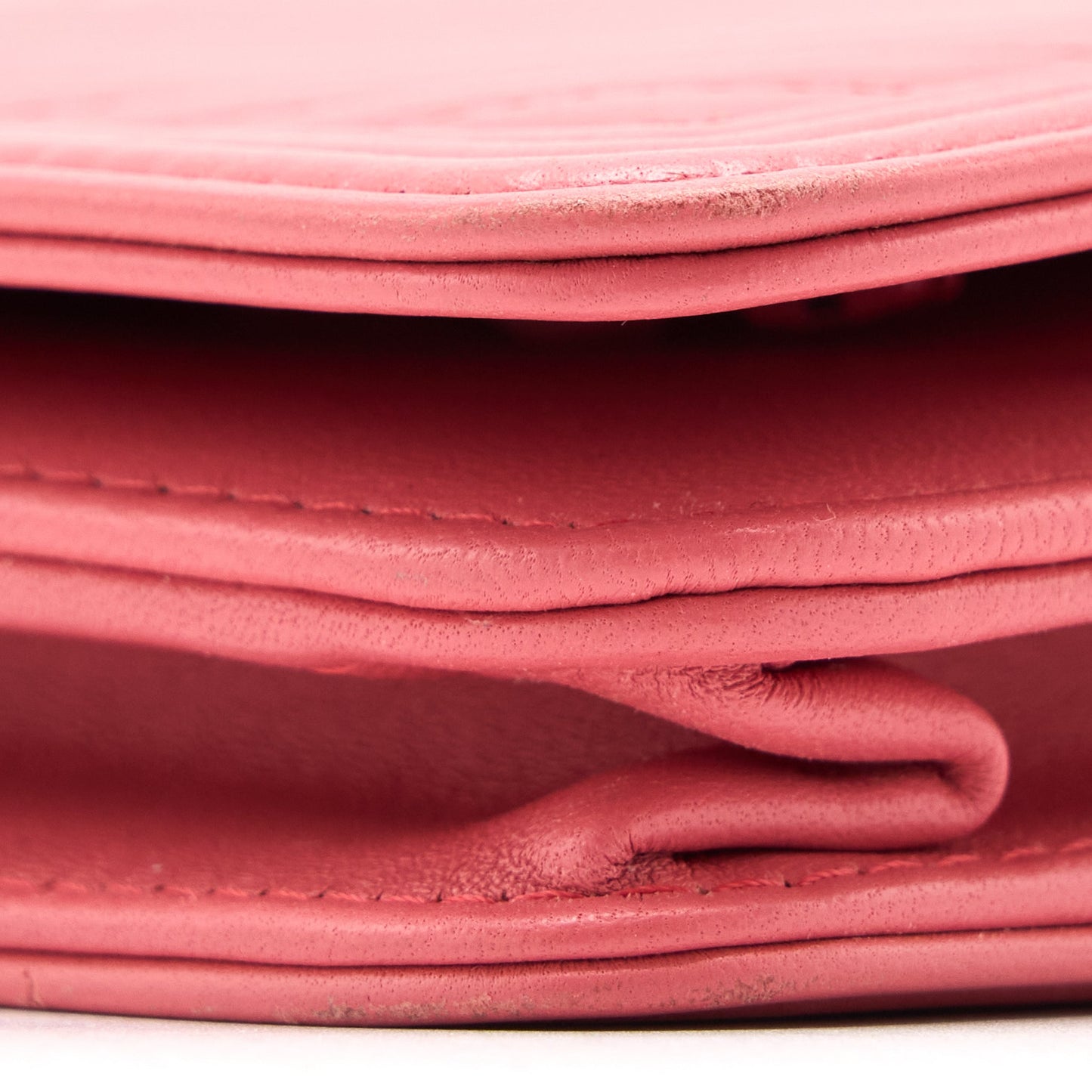 Chanel Boy Wallet On Chain Chevron Calfskin Pink L
