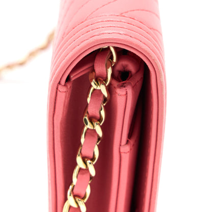 Chanel Boy Wallet On Chain Chevron Calfskin Pink L