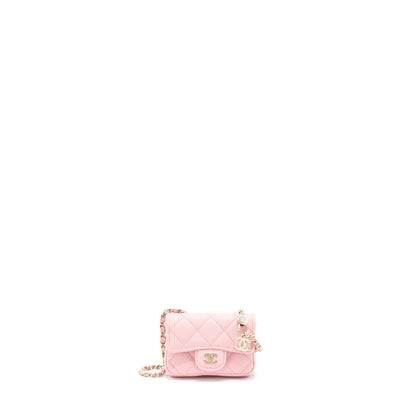 Chanel 22P Mini Flap Belt Bag/Card Holder Caviar Light Pink L