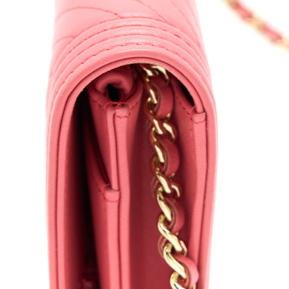 Chanel Boy Wallet On Chain Chevron Calfskin Pink L