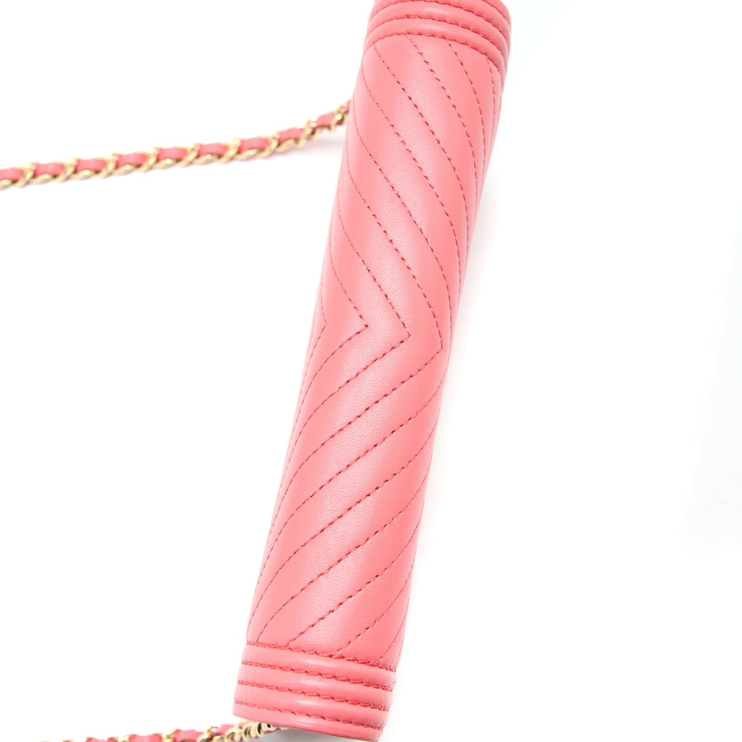 Chanel Boy Wallet On Chain Chevron Calfskin Pink L