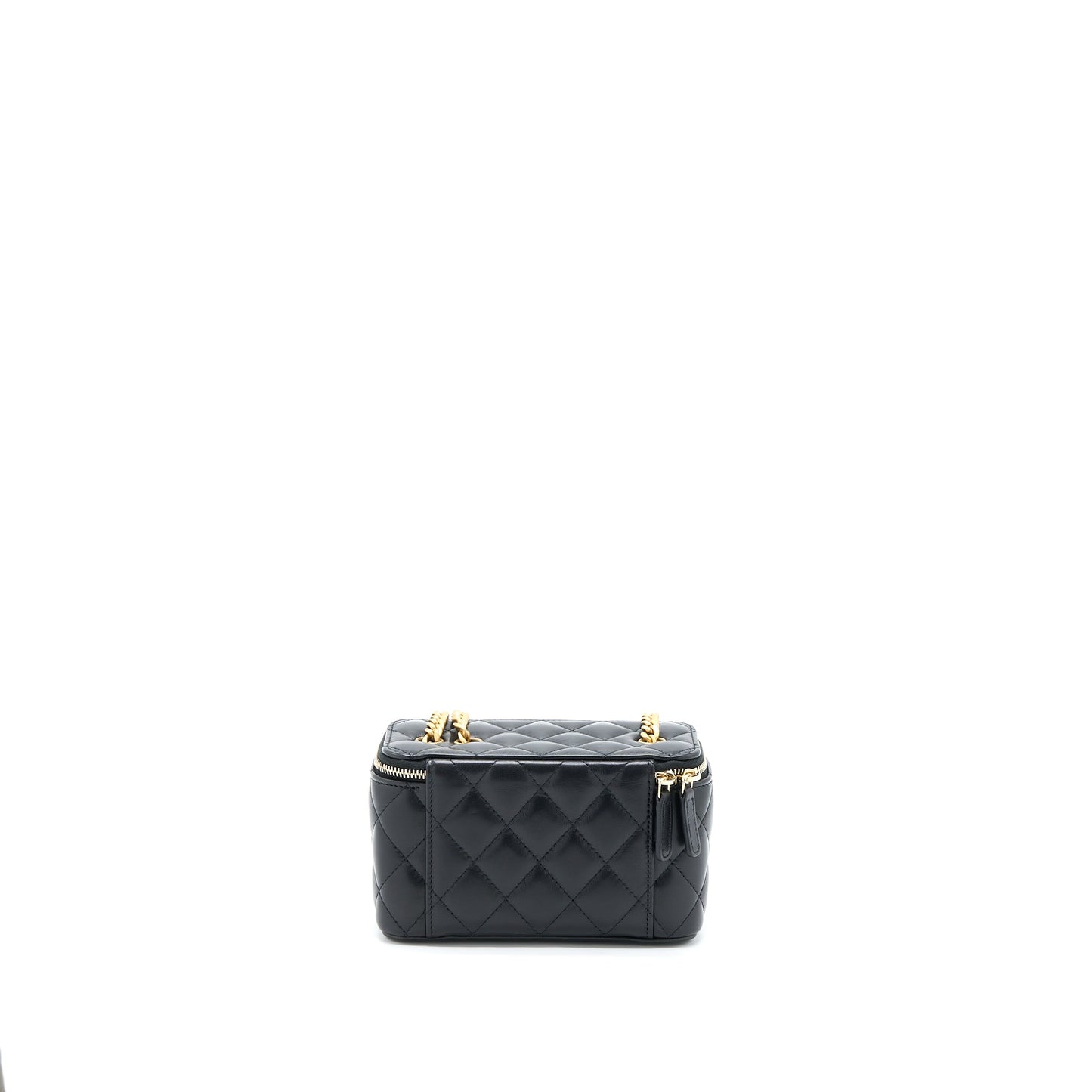 Chanel 22K Gold Pillar Adjustable Chain Long Vanity Lambskin Black