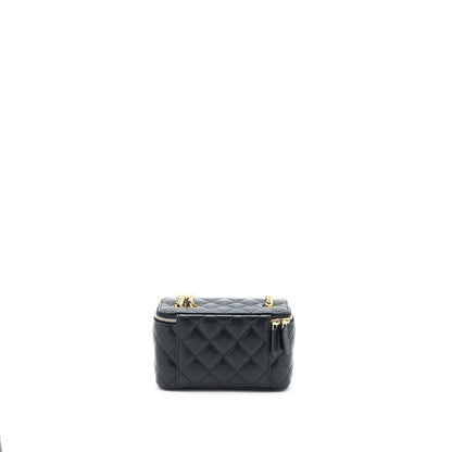 Chanel 22K Gold Pillar Adjustable Chain Long Vanity Lambskin Black