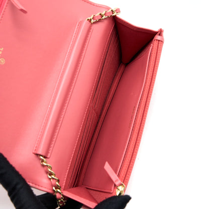 Chanel Boy Wallet On Chain Chevron Calfskin Pink L