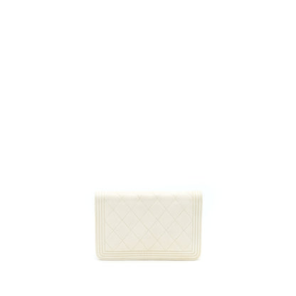 Chanel Boy Wallet On Chain Caviar White L