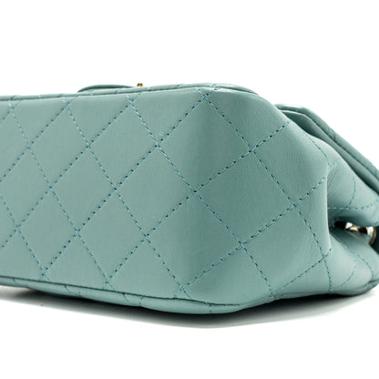 Chanel classic mini square flap bag lambskin green L (microchip)