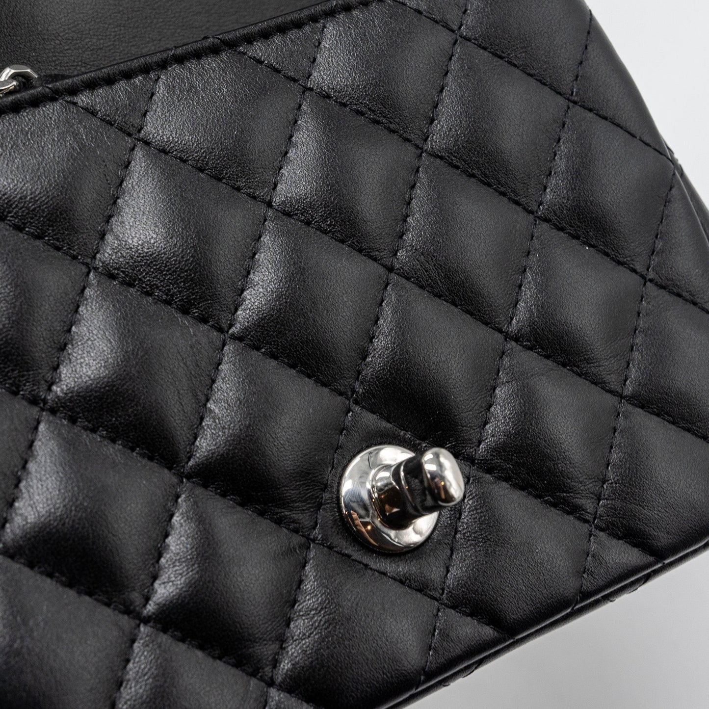 Chanel mini square flap bag lambskin black  (microchip)