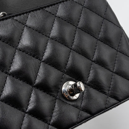 Chanel mini square flap bag lambskin black  (microchip)