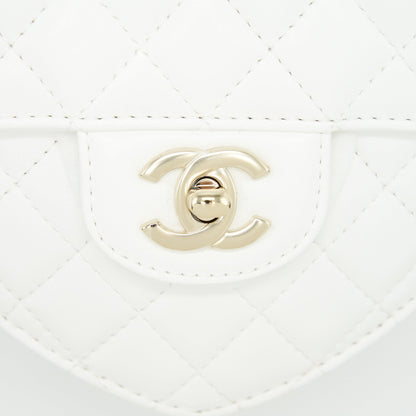 Chanel 22S Heart Bag Lambskin White L