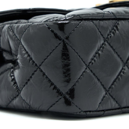 Chanel 23c Small Hobo Bag Shiny Calfskin Black Brushed  (Microchip)