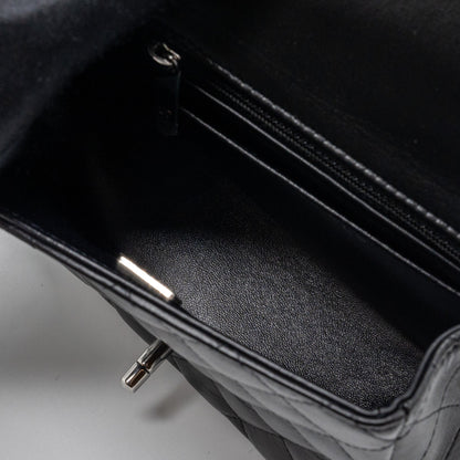 Chanel mini square flap bag lambskin black  (microchip)