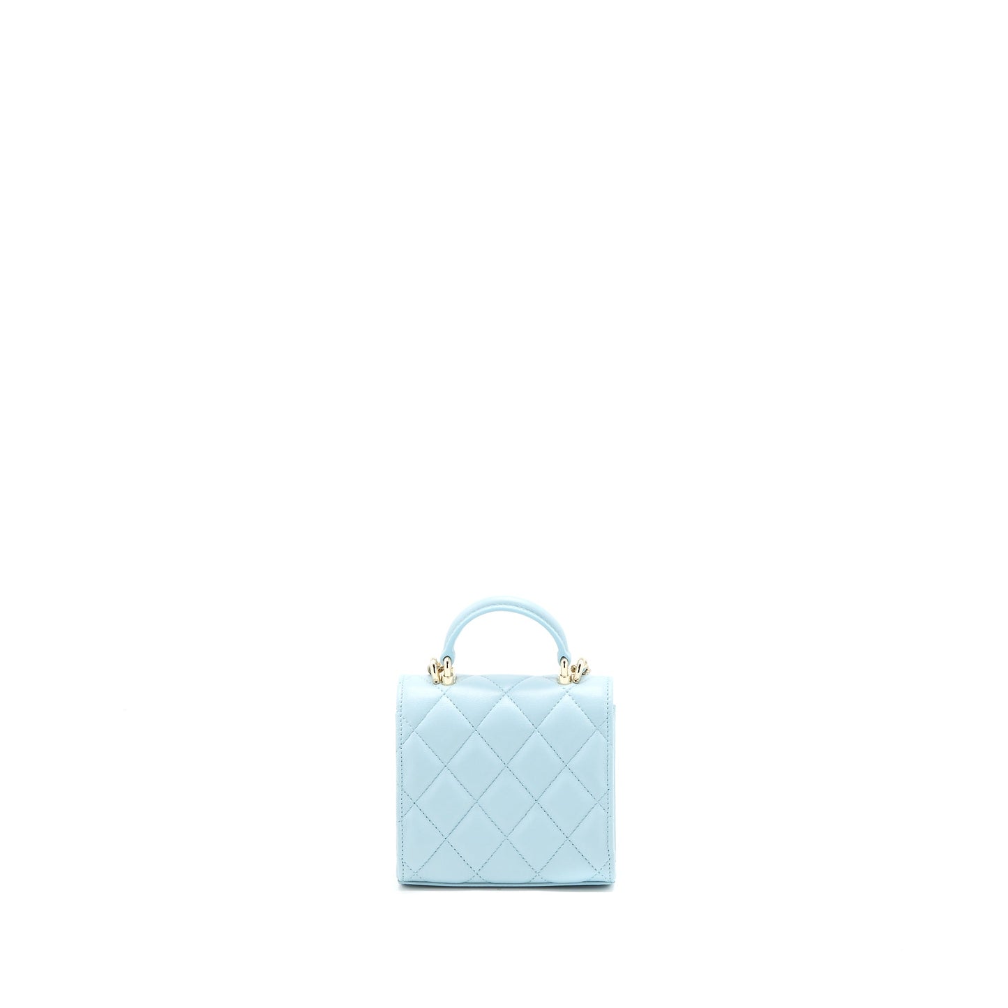 Chanel Top Handle Mini Flap Bag Lambskin Light Blue L
