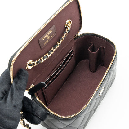 Chanel long vanity with chain caviar black L