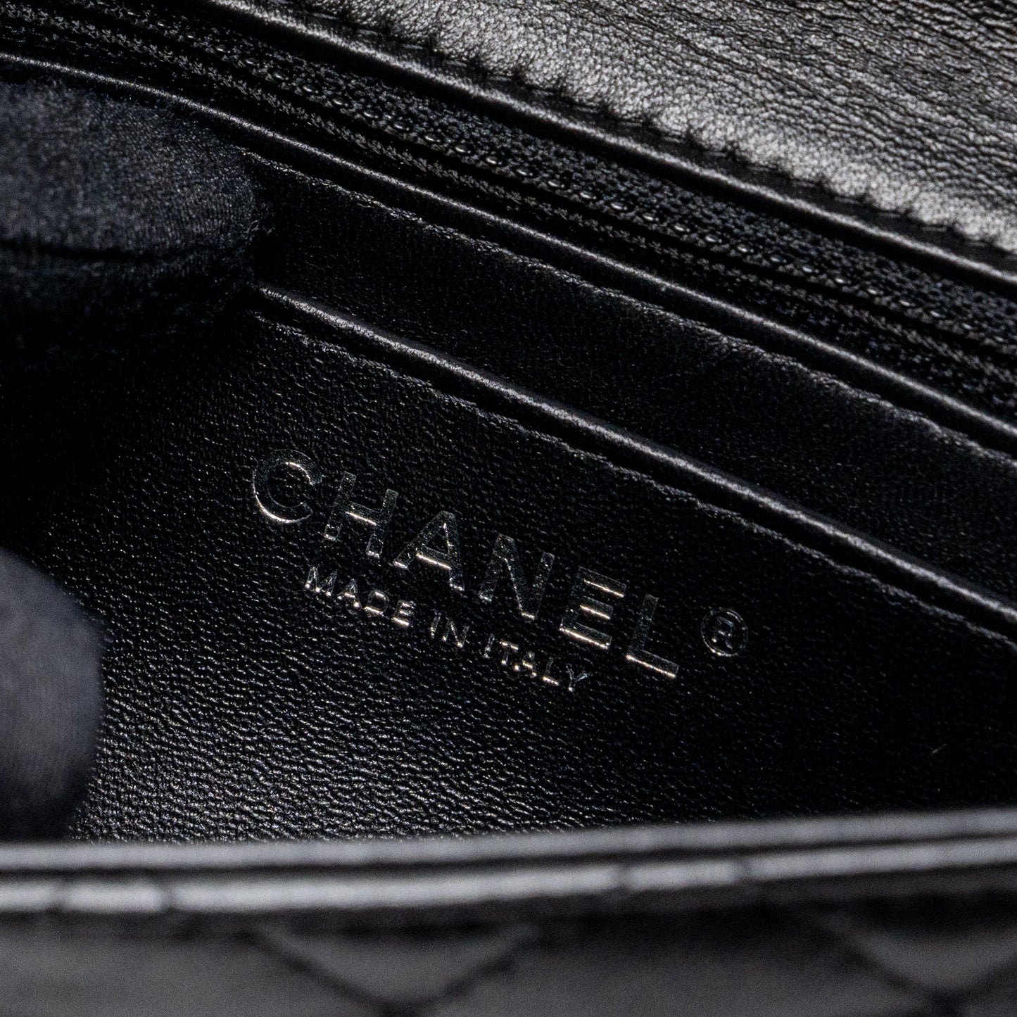 Chanel mini square flap bag lambskin black  (microchip)