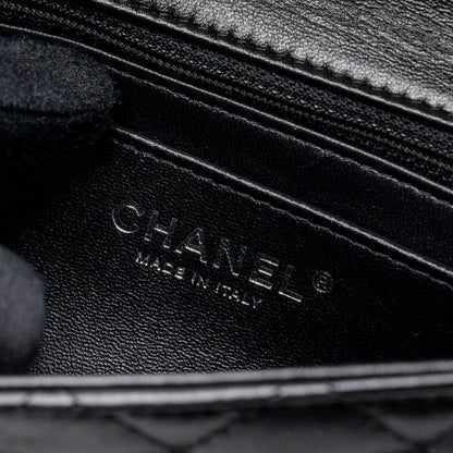 Chanel mini square flap bag lambskin black  (microchip)