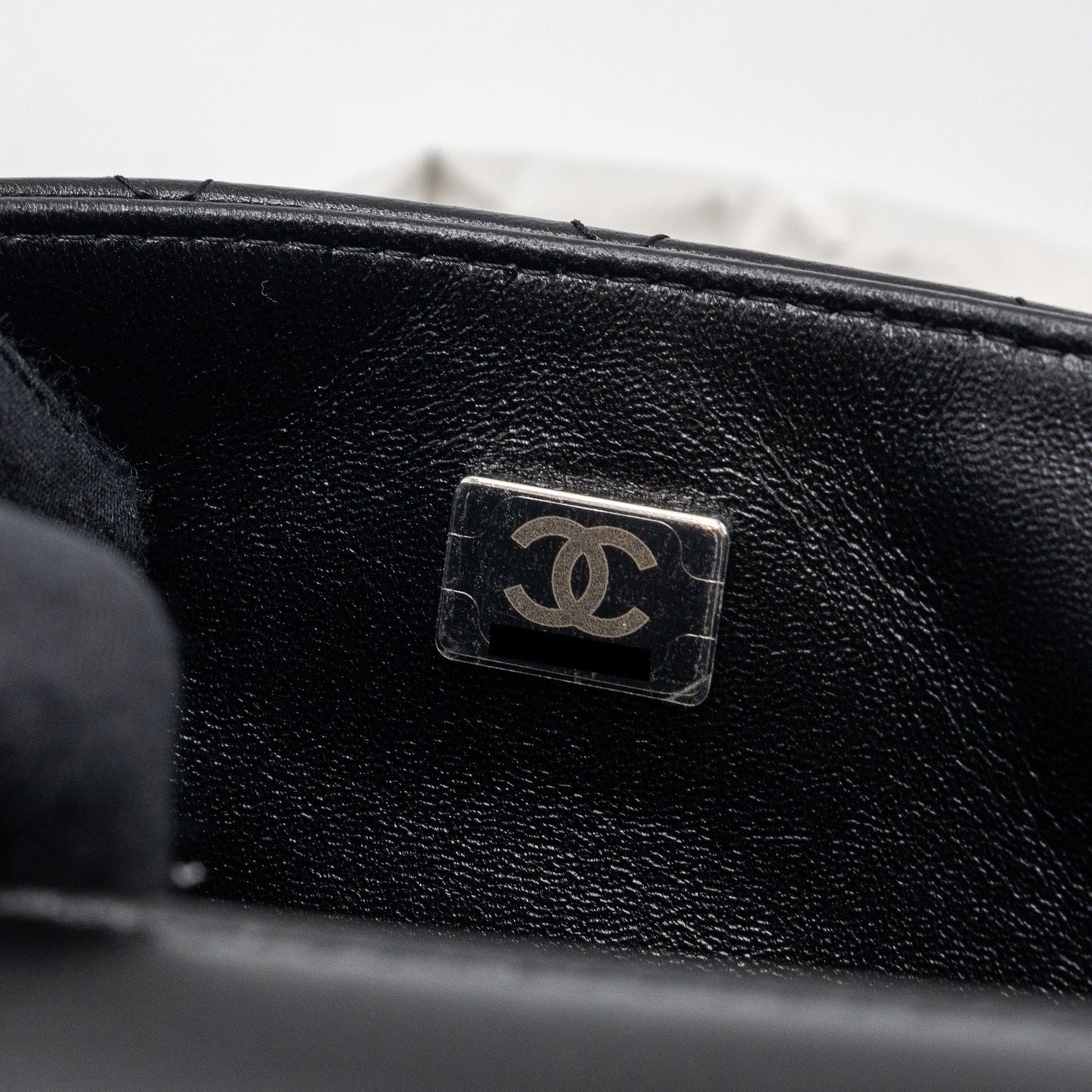 Chanel mini square flap bag lambskin black  (microchip)
