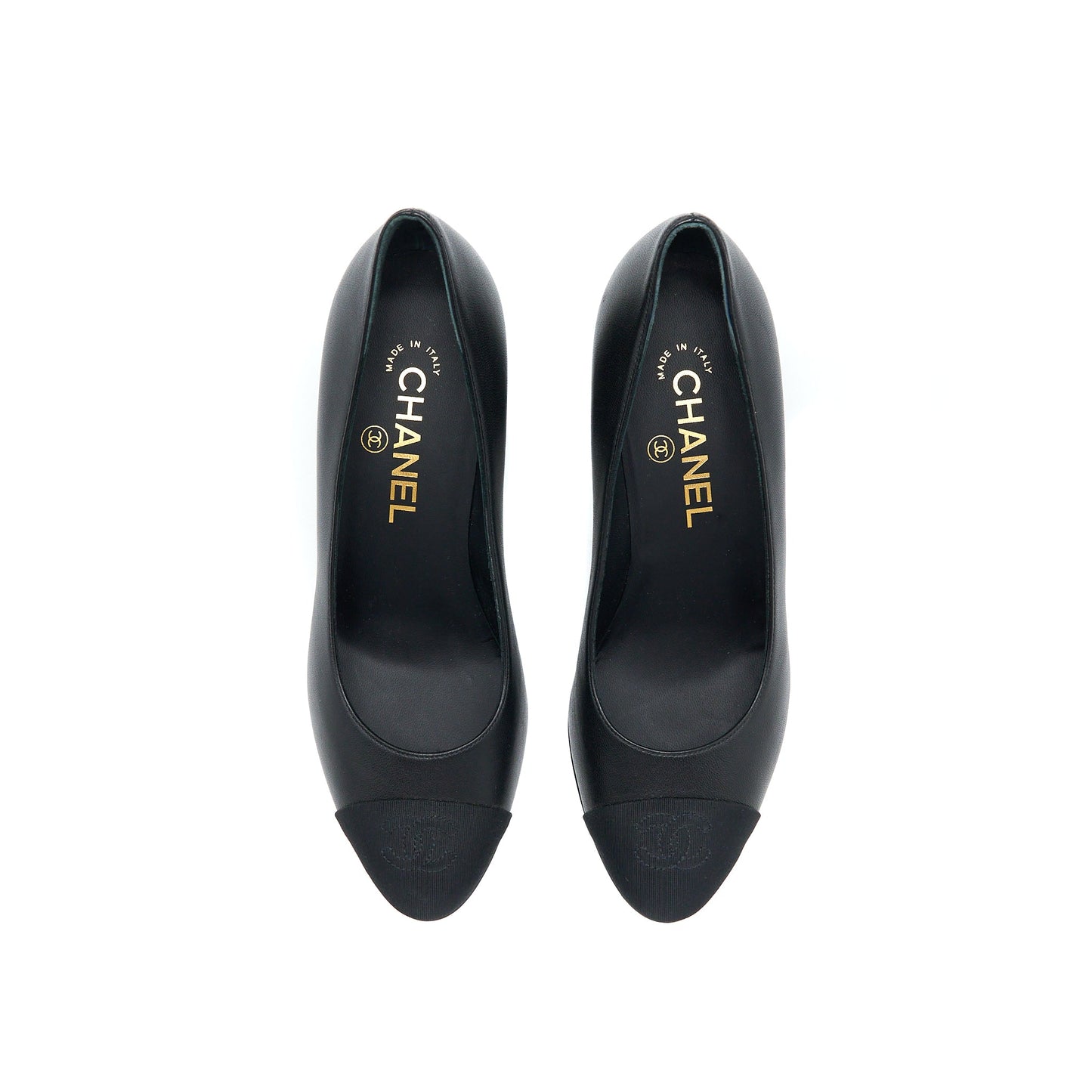 Chanel Size 36 CC Logo Heels With Pearl Black