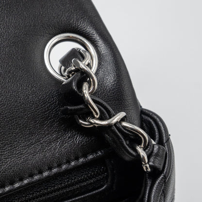 Chanel mini square flap bag lambskin black  (microchip)