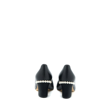 Chanel Size 36 CC Logo Heels With Pearl Black